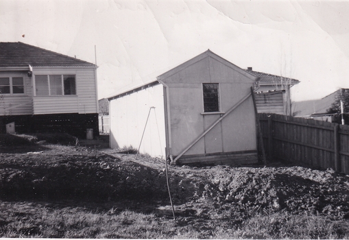 Eight black and white photographs showing the development of the house at 13 Marong Tce Forest Hill 1956 to 1958.