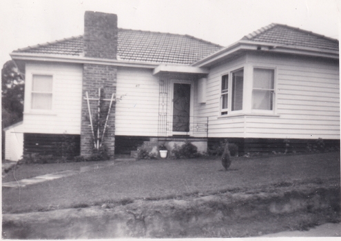 Eight black and white photographs showing the development of the house at 13 Marong Tce Forest Hill 1956 to 1958.