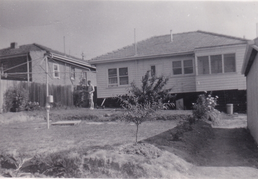 Eight black and white photographs showing the development of the house at 13 Marong Tce Forest Hill 1956 to 1958.