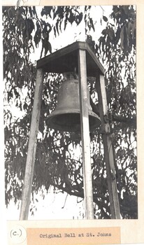 Original bell at St Johns Anglican Church in Blackburn.