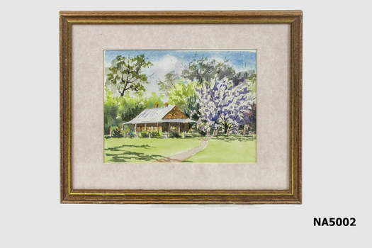 Watercolour painting of Schwerkolt Cottage - mounted and framed.  