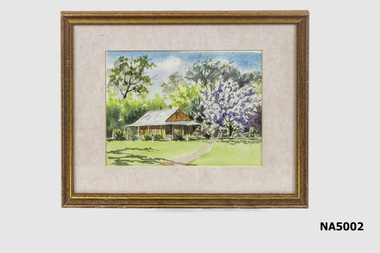 Watercolour painting of Schwerkolt Cottage - mounted and framed.  
