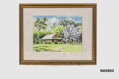Watercolour painting of Schwerkolt Cottage - mounted and framed.  
