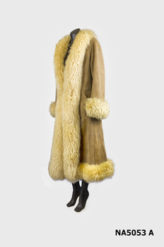 Full length camel coloured suede coat.
