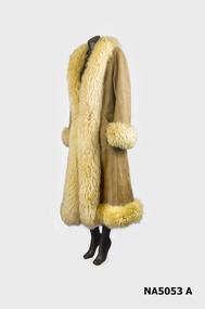 Full length camel coloured suede coat.
