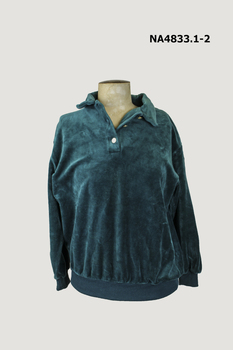 Top of the two piece green velour leisure suit.