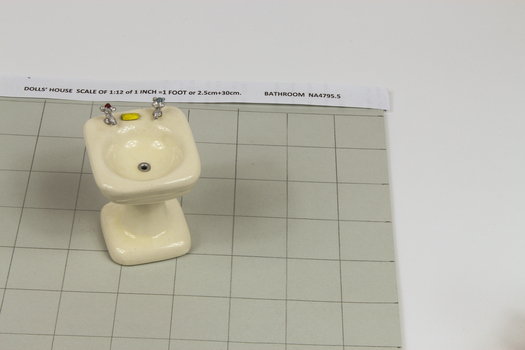 Pedestal hand basin with two taps and drain hole