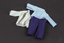 Two cotton jackets - one blue, one white; black cotton trousers