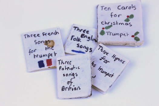 Five music books with musical scores, handmade