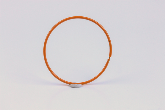 Orange-painted metal hoop