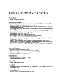 2nd Edition listing the Parks and Reserves in Whitehorse.
