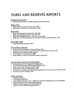 2nd Edition listing the Parks and Reserves in Whitehorse.