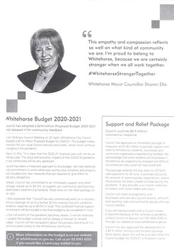Whitehorse Budget 2020 - 2021 with an article on Support and Relief Package