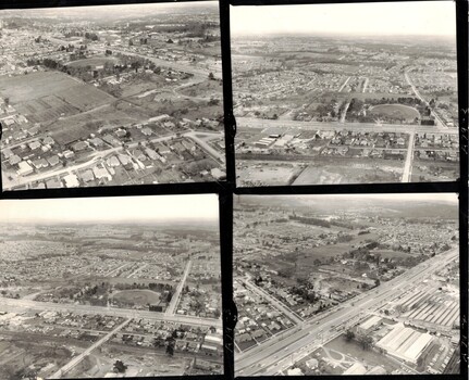 Aerial view of Mitcham in 1960's. Four individual photographs.