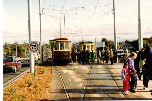 Six photographs of the opening of the East Burwood Tram Rxtension.