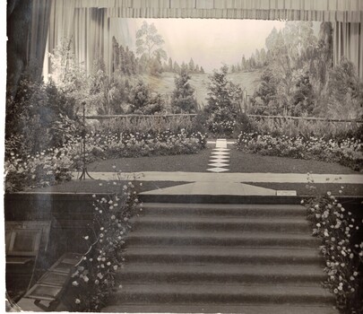 Box Hill Town Hall stage for the Nunawading Mayoral Ball 1960.
