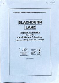Blue cover page dated July 2003 2nd Edition listing all the Reports and Books about Blackburn Lake A4 ,3p
