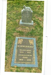Coloured photograph of the grave of of Wilhelmina Schwerkolt.