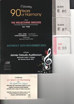 A programme of The Melbourne Singers Concert