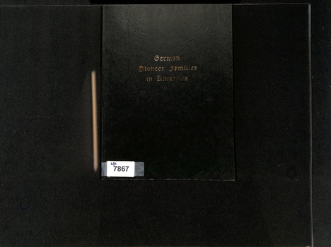 A black bound book of 144 pages documenting 103 Germans whi immigrated to Australia from 1844