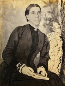 Framed photograph of Sarah Ann Course. Opaltype glass.