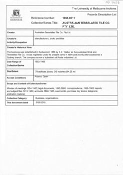 A4  11 page document outlining the scope and content of the Australian Tesselated Tile Co.