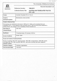 A4  11 page document outlining the scope and content of the Australian Tesselated Tile Co.