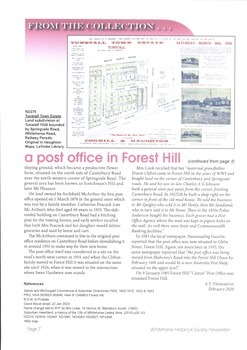 The site plan and various locations of the post office before it moved to Glebe Street, Forest Hill