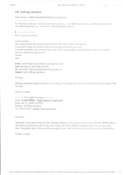 Correspondence on Documenting 1890 Womens Suffrage Petition.