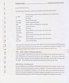 Schwerkolt Cottage Land Ownership from 1858 to 1964.