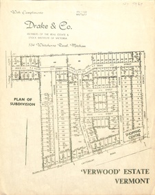 A plan of a subdivision of ' Verwood Estate', Vermont