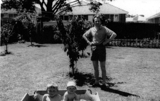 Roy, Nick and Martin in backyard