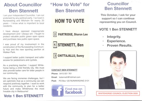 Ben Stennett introduced himself for the Whitehorse Council Election.