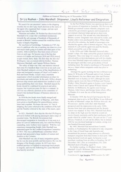 John Marshall, Shipowner and Emigration Agent