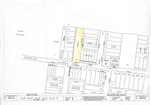 125 Separation Street, Northcote. Cadastral Map