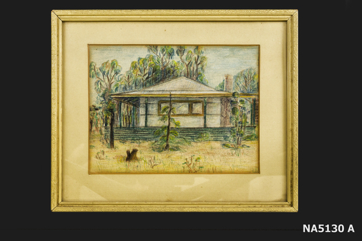 Crayon drawing in a cream frame of Ruthaven