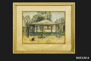Crayon drawing in a cream frame of Ruthaven