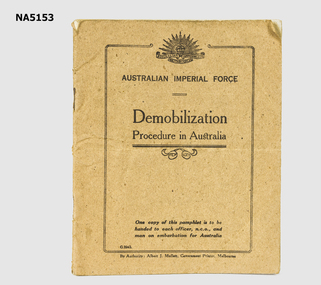 Demobilization Procedure in Australia for A.i.F.