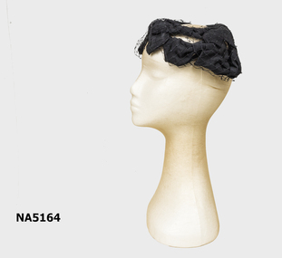 8 black ribbon bows covered with black net.