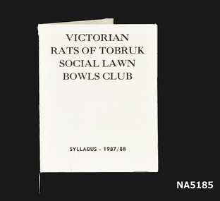 Victorian Rate of Tobruk Social Lawn Club.