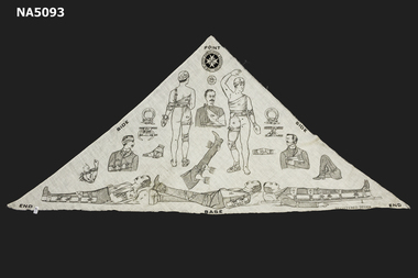 Triangular sling with instructions for its use.