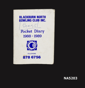 A small book Pocket Diary for 1988-1989 for the Blackburn North Bowling Club