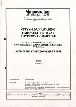 Peter Dempsey Archive - Farewell Festival Committee 1994