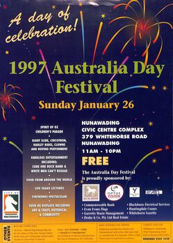 Peter Dempsey Archive - Australia Day Festival 1997 flyer