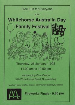 Peter Dempsey Archive - Whitehorse Australia Day 1995 flyer