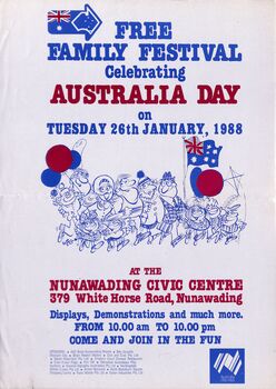 Peter Dempsey Archive - Australia Day Festival 1988, Nunawading flyer