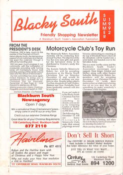 Peter Dempsey Archive - Blackburn South traders newsletter 1992 p1
