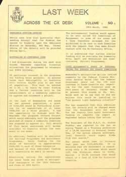 Peter Dempsey Archive - Last Week Newsletter 1985