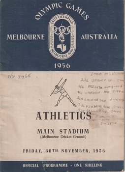 Booklet of Friday 30th November programme of the Melbourne Olympic Athletics 1956