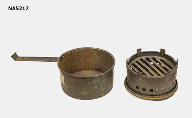 Metal saucepan and heating container.